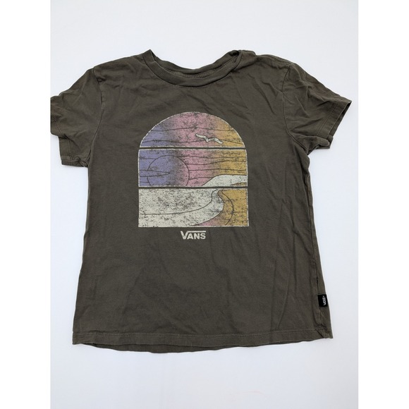 Vans Other - Vans Graphic T-Shirt Kids Small Distressed Beach Sunset Charcoal Grey Small